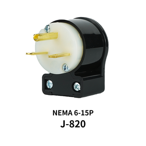 Produit taïwanais, prise droite à profil bas NEMA 6-15P, 15A 250V, pour installation électrique dans les espaces restreints - Product Image 1