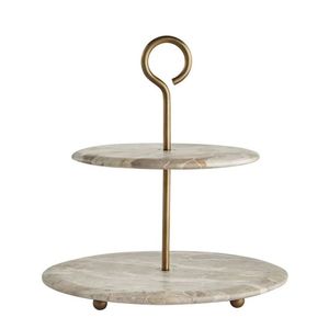 Best selling Handmade 2-Tier Round Marble <b>Cake</b> <b>Stand</b> Multi-Layer Dessert Display Pedestal for Wedding Birthday Party Home Hotel - Product Image 2