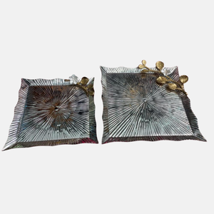 High Quality Gold Metal Handmade Serving <b>Tray</b> Hot Selling and Top Wholesale <b>with</b> <b>Mirror</b> and Glass - Product Image 4