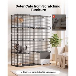 Grande Gabbia per Gatti a 4 Livelli, Recinto DIY Smontabile in Metallo, Box Interno con Spazio per Lettiera - Product Image 2