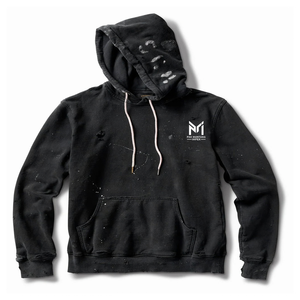 Sudadera con Capucha Negra para Hombre, Corte Regular, Bolsillo Delantero, Forro Polar de Algodón, Estilo Casual para Otoño, Logotipo Estampado, Sudadera Personalizada con Efecto Desgastado - Product Image 6