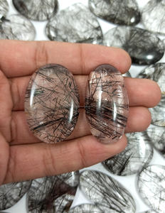 Cabochon en rutile noir naturel Quartz rutile de Madagascar Taille en mélange naturel pour collection - Product Image 3