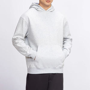 เสื้อสเวตเชิ้ตมีฮู้ดสีเทาอ่อนสำหรับผู้ชาย ผ้าฝ้ายเฟรนช์เทอร์รี่ แขนยาวทรงปกติ ใส่ได้ในฤดูใบไม้ร่วง - Product Image 6