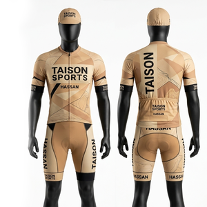 Tenue de cyclisme pour homme, tissu polyester spandex premium 200 GSM, design gris et turquoise avec rembourrage en gel, logo personnalisé par sublimation - Product Image 2