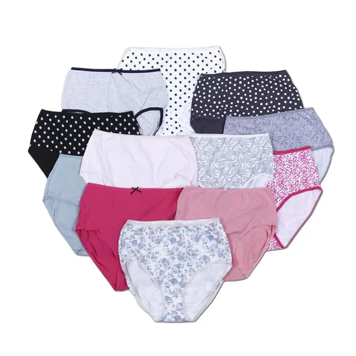 Wholesale Custom Logo High Quality New Pack of 5 Women's Cotton Sexy Underwear Full Back Cover Panties Briefs Assorted Colors