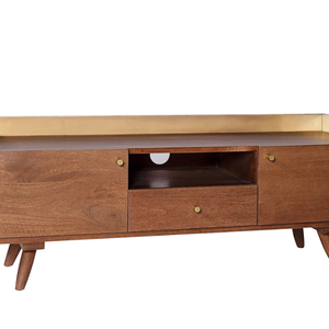 Teak wood cabinet with two <b>cupboards</b> and one drawer for the living room or bedroom to store modern design items - Product Image 3