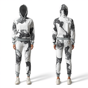 Ensemble de survêtement de fitness pour femmes à imprimé marbré - Product Image 2