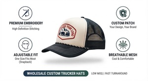 Casquette de baseball unisexe de haute qualité à 6 panneaux en maille 100 % coton, ajustable, bleue, pour adulte, 4 saisons, personnalisable avec broderie, style trucker - Product Image 5