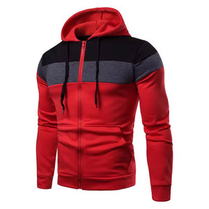 Sweat à capuche pour homme, noir, vert, rouge, à blocs de couleur, en polaire 100% coton, avec logo sur le devant, style décontracté, vêtements d'automne - Product Image 5