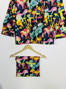 Conjunto de Pijama de Algodón de 3 Piezas para Mujer, Estampado de Hongos, Manga Larga, Abotonado, Ropa de Dormir Informal de Verano, Largo Completo - Product Image 5