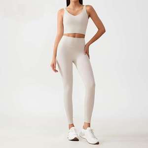 Conjuntos de Yoga Populares en Europa y América, Pantalones de Yoga Transpirables de Cintura Media para Mujer, Chaleco Deportivo, Ropa de Fitness de 2 Piezas, Ecológica - Product Image 1