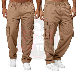 Pantalones Casuales para Hombre de Diseño Propio, Corte Recto Holgado, Cintura Elástica, Ajuste Relajado, Pierna Recta, Bolsillos, Lona 100% Algodón, Color Caqui, Calidad Premium - Product Image 5