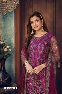 Salwar Kameez Moderne Semi-Cousu en Tulle Brodé pour Femme, Idéal pour Mariage, Diwali, Fête et Bal de Promo - Product Image 2