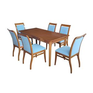 Modern Eco-Friendly Wooden Farmhouse Dining Room Set Rectangular Table and Upholstered <b>Chairs</b> for Restaurant Hotel Dining Area - Product Image 1