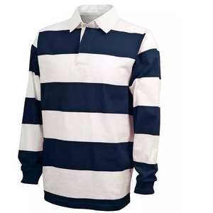 Maillot de rugby personnalisé de haute qualité pour homme, design rayé, manches longues, col polo, style polo, maillot de rugby pour homme, vêtements de sport - Product Image 1