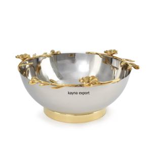 Bol à noix et cacahuètes en acier inoxydable poli or, design artisanal, pour les fêtes, luxe moderne - Product Image 2