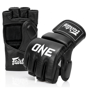 Gants de MMA Fairtex One Model de haute qualité, performance optimale, dernier design, demi-doigts, noirs, gants de MMA Fairtex Pro en cuir - Product Image 4
