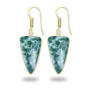 Pendientes de Alta Calidad con Engaste Grande, Ágata Natural en Forma de Árbol, Diseño de Moda con Baño de Oro de 18K - Product Image 2