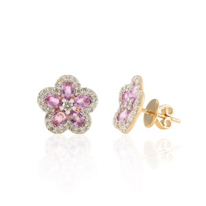 18K Rose Gold Plated Cherry Blossom <b>Stud</b> <b>Earrings</b>-Trendy Wedding Jewelry - Product Image 5