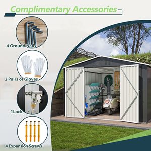 Caseta de Almacenamiento de Herramientas Metálica para Exteriores de 10x10 Pies, Estructura Reforzada, Puertas con Cerradura, Caseta de Jardín Grande, Alta Visibilidad - Product Image 5