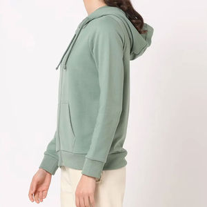 Sudadera con Capucha y Cierre para Mujer, Color Sólido, Manga Larga, Tejido de Algodón Transpirable, Ropa de Otoño - Product Image 2