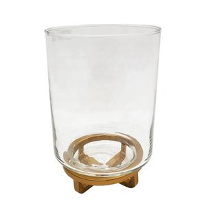 Table Top Decoration Glass Iron & Wood Black and Natural Colour Candle Pillar Holder and <b>Lantern</b> Handmade bulk - Product Image 5