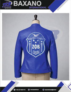 Veste en cuir bleu premium Zeta Phi Beta Sorority avec lettres grecques pour les membres de la sororité et de la fraternité ZPB, veste pour femmes - Product Image 5