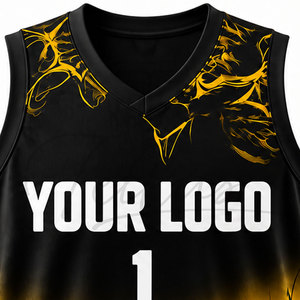 Camiseta de Baloncesto Personalizada para Clubes y Equipos Masculinos, Sublimación Completa, Poliéster Negro, Secado Rápido, Transpirable - Product Image 4