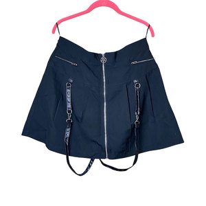 Minifalda Negra Gótica para Mujer, Estilo Punk, Cintura Alta, Corte en A, con Tiras Decorativas, Ropa Urbana, Ropa de Club - Product Image 2