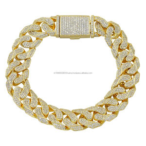 Pulsera de eslabones cubanos de moissanita helada, estilo hip hop, de plata de ley 925, chapada en plata, unisex, regalo para fiestas, bodas y ocasiones especiales - Product Image 1