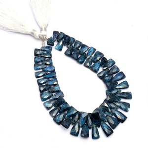 Perles de kyanite indigo AAA+ facettées en forme de trilène, 5x10mm-7x12mm, kyanite bleue mousse naturelle, pierres semi-précieuses pour bijoux - Product Image 5