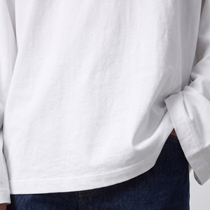 Men's White O-Neck Oversize 100% Cotton T-Shirt Full Sleeve 100% Cotton <b>TShirts</b> Mens Drop Shoulder Long Sleeve Tee Shirt Mens - Product Image 6