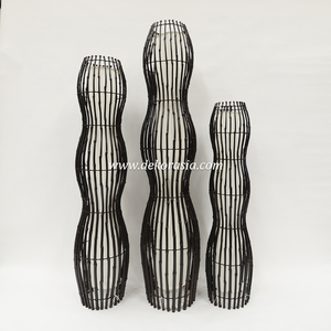 Handmade Bamboo Floor Lamp Set Black Color Eco Friendly <b>Standing</b> Light for Living Room Bedroom Hotel Interior Decor - Product Image 2