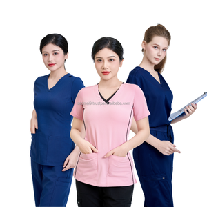 ชุดสครับแพทย์แบบยืดหยุ่นสวมใส่สบาย ผลิตจากวัสดุสแปนเด็กซ์/โพลีเอสเตอร์ไร้รอยต่อ ดีไซน์สำหรับทุกเพศ เหมาะสำหรับใช้ในโรงพยาบาล - Product Image 4