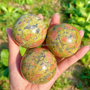 Sphère de cristal polie en unakite naturelle, pierre de guérison - Product Image 6