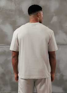 Camiseta de Manga Corta para Hombre, Cuello Redondo, Color Beige, Corte Regular, Estilo Casual, Tejido Jersey, Color Sólido, Transpirable, Algodón - Product Image 5