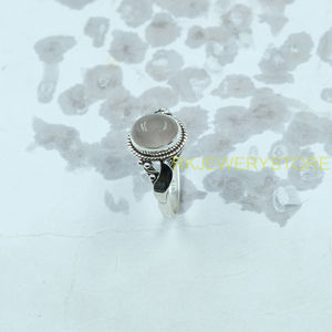 Bague en quartz rose naturel, bague en argent sterling 925, bague au design artisanal, bagues de fiançailles et de mariage pour femmes, cadeau en quartz rose - Product Image 6