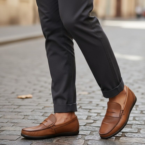 Mocassins en cuir pour hommes, à lacets, confortables, respirants, style pieds nus, chaussures décontractées habillées, fabricant OEM - Product Image 4