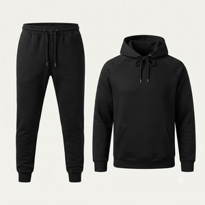 Ensemble de survêtement pour homme 100% coton, couleur unie, automne-hiver, tendance, avec cordon de serrage réglable, prix de gros - Product Image 6