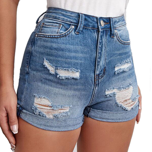 Shorts en jean taille haute moulants et respirants pour femme, style moto et biker, imprimé léopard, 100 % coton, délavage stonewashed, été - Product Image 6
