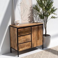 Buffet industriel Vandana Pebble Vesta à 3 tiroirs et 1 porte pour un rangement moderne et élégant à la maison