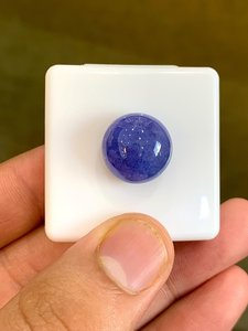 Cabochon de tanzanite naturelle bleue de forme ronde, pierre précieuse en vrac pour la fabrication de bijoux, bague, pendentif, collier - Product Image 1