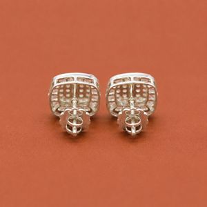 S925 <b>Moissanite</b> Square Halo <b>Earring</b> with Baguette Accents and Brilliant Center Design - Product Image 5
