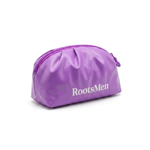 RootsMen Purple Nylon Cosmetic <b>Bag</b> Medium Size Zipper Closure Water Resistant Simple Letter Pattern - Product Image 4