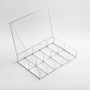 Modern Metal Frame Transparent Glass Storage <b>Box</b> Luxury Jewelry Organizer Clear <b>Trinket</b> Holder Decorative Keepsake Container <b>Box</b> - Product Image 5