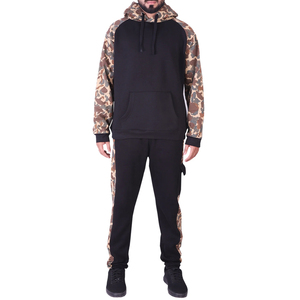 Conjunto Deportivo de Sudadera con Capucha y Pantalones de Camuflaje para Hombre, Manga Larga, Color Negro, Informal, con Bolsillos Laterales, para Otoño - Product Image 1