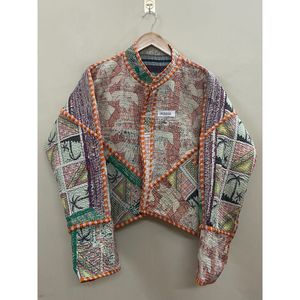 Veste Kantha en coton 100% de créateur, multicolore, style ethnique haut de gamme, avec fermeture ouverte, faite à la main, vintage, vente en gros - Product Image 1