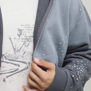 Vente en gros : Sweat à capuche pour homme taille XS, délavé à l'acide, respirant, design zippé, couleur unie, vêtement d'hiver en tissu polaire - Product Image 6
