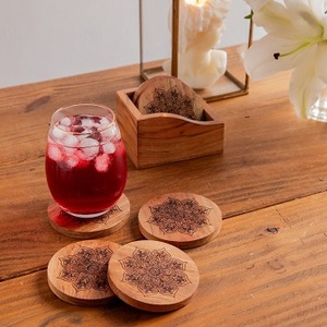 Wooden Eco-Friendly Customized Thickness <b>Round</b> Classic Design <b>Mats</b> & Pads Coaster for Coffee Cup Tea Accessories Engraving - Product Image 3