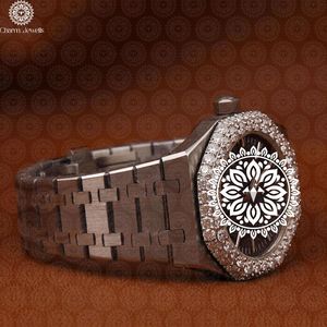 Charm Jewels Luxury Women's Stainless Steel Tonneau <b>Watch</b> <b>Diamond</b> Encrusted Analog Quartz 38mm Folding Clasp - Product Image 2